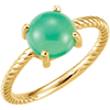 14K Gold Round Cabochon Cut Solitaire Ring Setting - Rope Style Ring Mounting