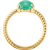 14K Gold Round Cabochon Cut Solitaire Ring Setting - Rope Style Ring Mounting