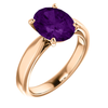 14K Gold Oval Cut Solitaire Ring Setting - Tapered Style Ring Mounting