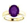 14K Gold Oval Cut Solitaire Ring Setting - Tapered Style Ring Mounting