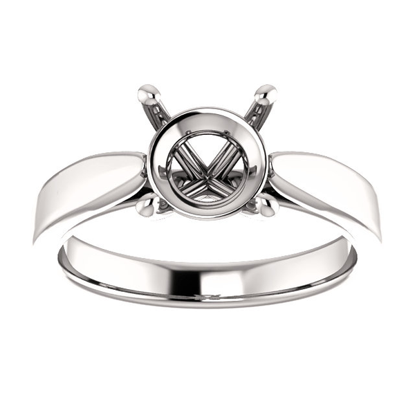 14K Gold Round Cut Solitaire Ring Setting - Tapered Style Ring Mounting 14K Gold Round Cut Solitaire Ring Setting - Tapered Style Ring Mounting
