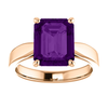 14K Gold Emerald Cut Solitaire Ring Setting - Tapered Style Ring Mounting