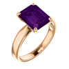14K Gold Emerald Cut Solitaire Ring Setting - Tapered Style Ring Mounting