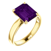 14K Gold Emerald Cut Solitaire Ring Setting - Tapered Style Ring Mounting