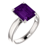 14K Gold Emerald Cut Solitaire Ring Setting - Tapered Style Ring Mounting