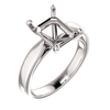 14K Gold Emerald Cut Solitaire Ring Setting - Tapered Style Ring Mounting