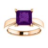 14K Gold Square/Princess Cut Solitaire Ring Setting - Tapered Style Ring Mounting