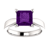 Sterling Silver Square/Princess Cut Solitaire Ring Setting - Tapered Style Ring Mounting