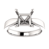 Sterling Silver Square/Princess Cut Solitaire Ring Setting - Tapered Style Ring Mounting