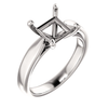 Sterling Silver Square/Princess Cut Solitaire Ring Setting - Tapered Style Ring Mounting