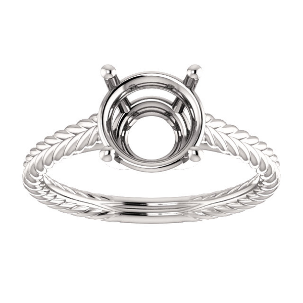 Sterling Silver Round Cut Solitaire Ring Setting - Braided Style Ring Mounting Sterling Silver Round Cut Solitaire Ring Setting - Braided Style Ring Mounting