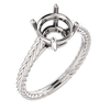 Sterling Silver Round Cut Solitaire Ring Setting - Braided Style Ring Mounting