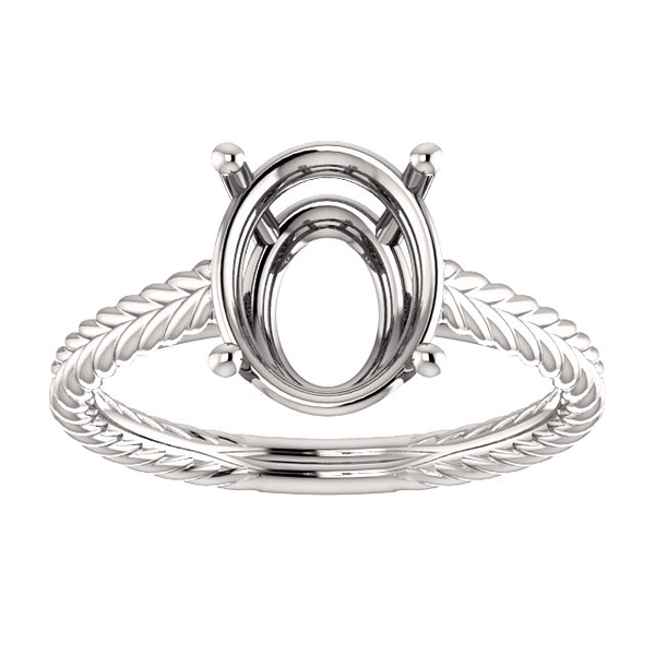 14K Gold Oval Cut Solitaire Ring Setting - Braided Style Ring Mounting 14K Gold Oval Cut Solitaire Ring Setting - Braided Style Ring Mounting