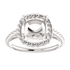 Sterling Silver Cushion Cut Solitaire Ring Setting - Lasso Rope Style Ring Mounting