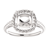 14K Gold Cushion Cut Solitaire Ring Setting - Lasso Rope Style Ring Mounting