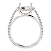 Sterling Silver Cushion Cut Solitaire Ring Setting - Lasso Rope Style Ring Mounting
