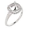 14K Gold Cushion Cut Solitaire Ring Setting - Lasso Rope Style Ring Mounting