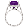 Sterling Silver Square/Princess Cut Solitaire Ring Setting - Rope Style Ring Mounting