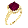 14K Gold Cushion Cut Solitaire Ring Setting - Lasso Rope Style Ring Mounting