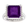 Sterling Silver Square/Princess Cut Solitaire Ring Setting - Rope Style Ring Mounting