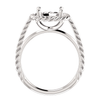 Sterling Silver Round Cut Solitaire Ring Setting - Classic Rope Lasso Style Ring Mounting