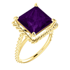 14K Gold Square/Princess Cut Solitaire Ring Setting - Rope Style Ring Mounting