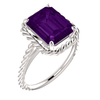 14K Gold Emerald Cut Solitaire Ring Setting - Lasso Rope Style Ring Mounting