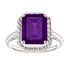 14K Gold Emerald Cut Solitaire Ring Setting - Lasso Rope Style Ring Mounting