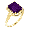 14K Gold Emerald Cut Solitaire Ring Setting - Lasso Rope Style Ring Mounting