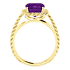 14K Gold Emerald Cut Solitaire Ring Setting - Lasso Rope Style Ring Mounting