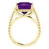 14K Gold Square/Princess Cut Solitaire Ring Setting - Rope Style Ring Mounting