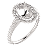 Sterling Silver Oval Cut Solitaire Ring Setting - Classic Lasso Rope Style Ring Mounting
