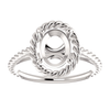 Sterling Silver Oval Cut Solitaire Ring Setting - Classic Lasso Rope Style Ring Mounting
