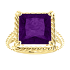 14K Gold Square/Princess Cut Solitaire Ring Setting - Rope Style Ring Mounting