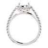 Sterling Silver Oval Cut Solitaire Ring Setting - Classic Lasso Rope Style Ring Mounting