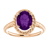 14K Gold Oval Cut Solitaire Ring Setting - Classic Lasso Rope Style Ring Mounting