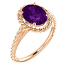 14K Gold Oval Cut Solitaire Ring Setting - Classic Lasso Rope Style Ring Mounting