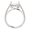 Sterling Silver Square/Princess Cut Solitaire Ring Setting - Rope Style Ring Mounting