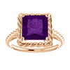 14K Gold Square/Princess Cut Solitaire Ring Setting - Rope Style Ring Mounting