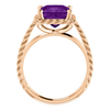 14K Gold Square/Princess Cut Solitaire Ring Setting - Rope Style Ring Mounting