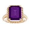 14K Gold Emerald Cut Solitaire Ring Setting - Lasso Rope Style Ring Mounting
