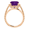 14K Gold Emerald Cut Solitaire Ring Setting - Lasso Rope Style Ring Mounting