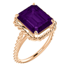 14K Gold Emerald Cut Solitaire Ring Setting - Lasso Rope Style Ring Mounting