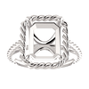 Sterling Silver Emerald Cut Solitaire Ring Setting - Lasso Rope Style Ring Mounting