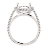 14K Gold Emerald Cut Solitaire Ring Setting - Lasso Rope Style Ring Mounting