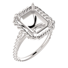 14K Gold Emerald Cut Solitaire Ring Setting - Lasso Rope Style Ring Mounting