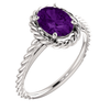 Sterling Silver Oval Cut Solitaire Ring Setting - Classic Lasso Rope Style Ring Mounting