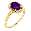14K Gold Oval Cut Solitaire Ring Setting - Classic Lasso Rope Style Ring Mounting