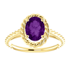 14K Gold Oval Cut Solitaire Ring Setting - Classic Lasso Rope Style Ring Mounting