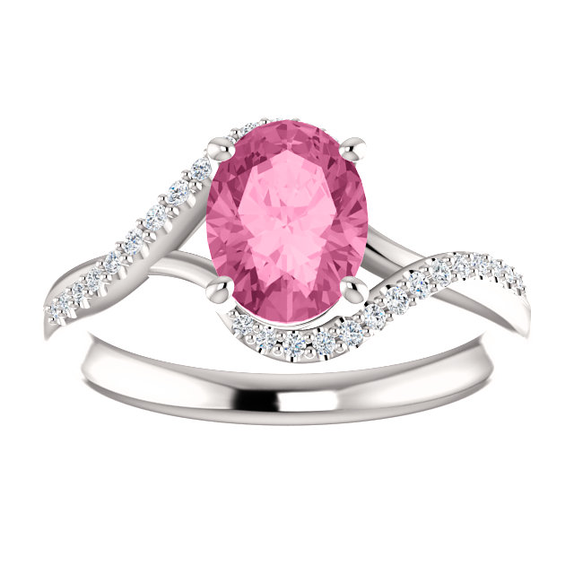 14K Gold Oval Cut w/ Diamond Ring Setting - Classic Bypass Style Ring Mounting